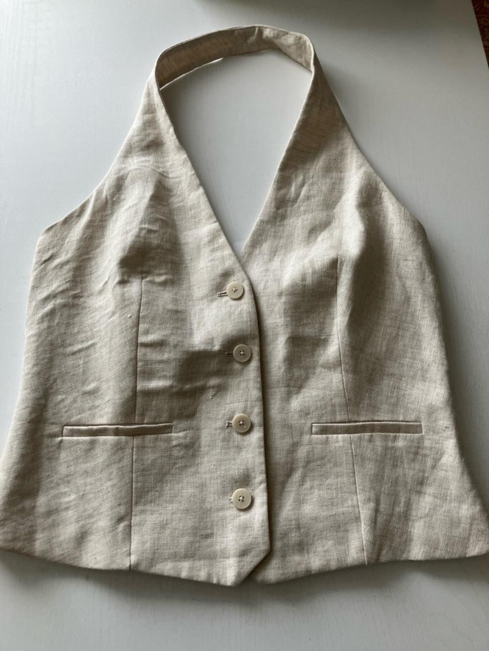 Mango Boreli Linen Halter Vest (Size Medium) - Picture 4 of 12